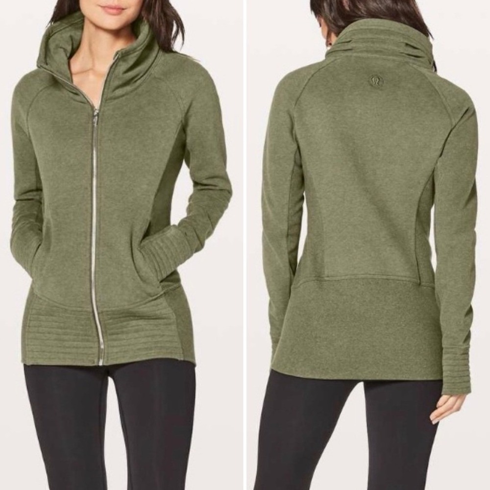 Lululemon Radiant Jacket II Heathered Fatigue Green Zip-Front Women's Jacket 10